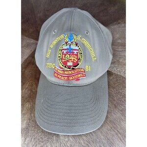 Vtg USS Winston S Churchill DDG-81 The Corps Hat Cap Military Embroidered Tan